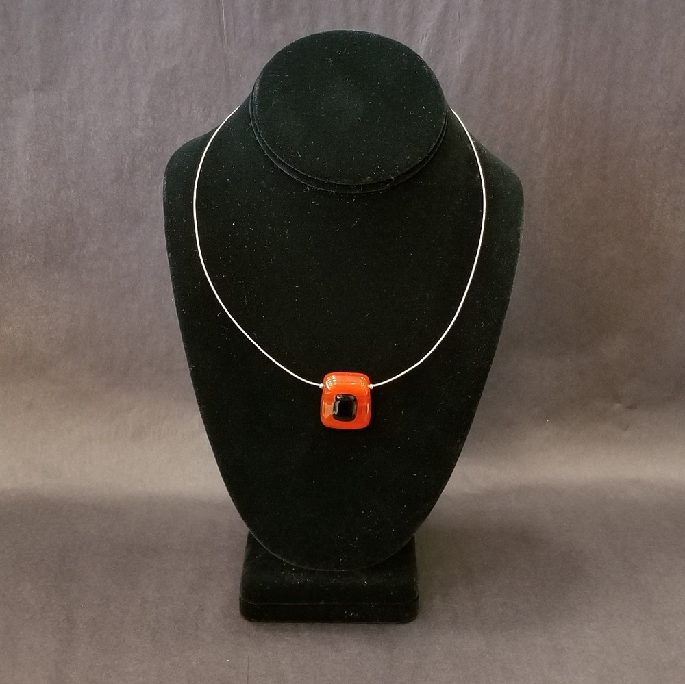 Modern Necklace with Handblown Glass Charm